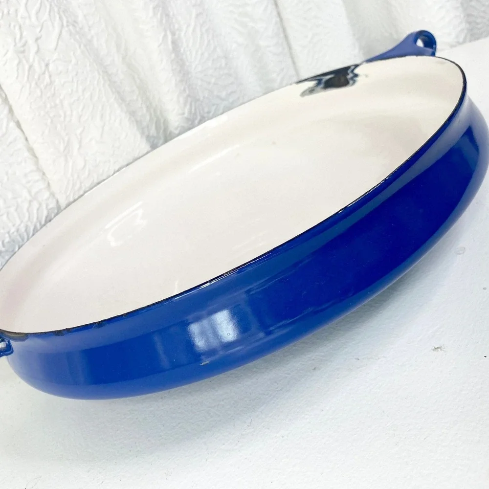 Vintage Dansk‎ Kobenstyle Cast Iron Skillet, Royal Blue Enamel
